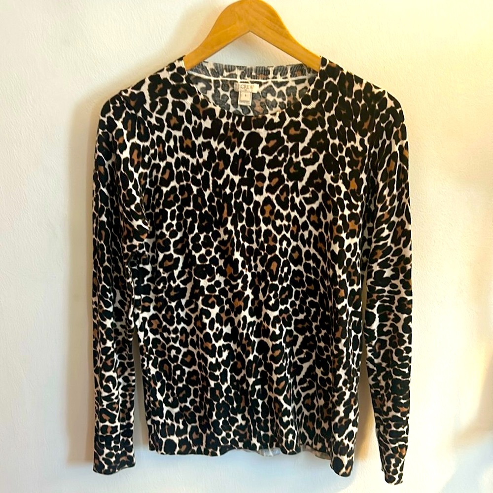 J Crew Leopard Teddie Sweater Size Small
